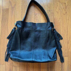 Black leather shoulder bag